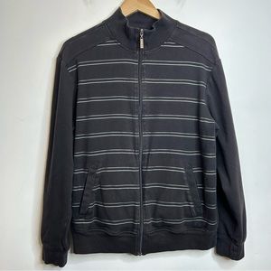 Denver Hayes Striped Zip Up Sweater Black